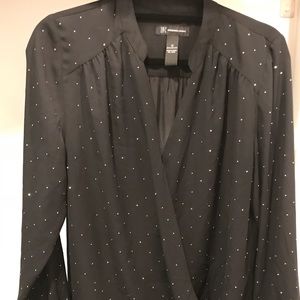 INC new black blouse with gold dots